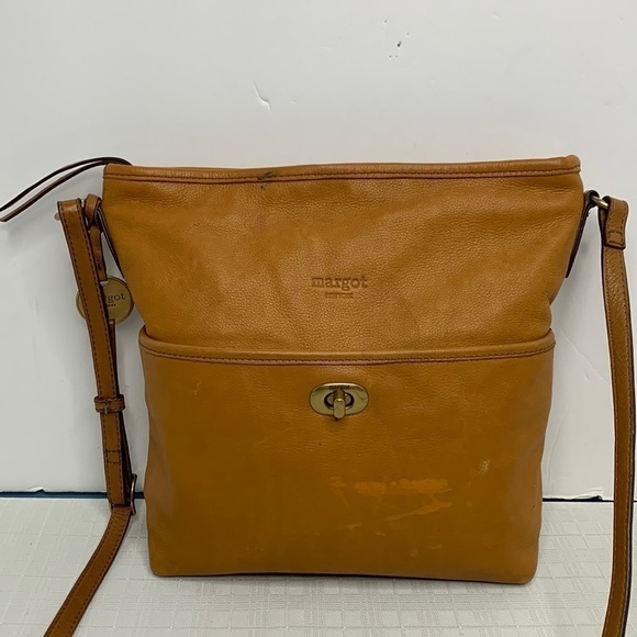 margot Handbags - Margot Tan whiskey Leather turnlock crossbodybag